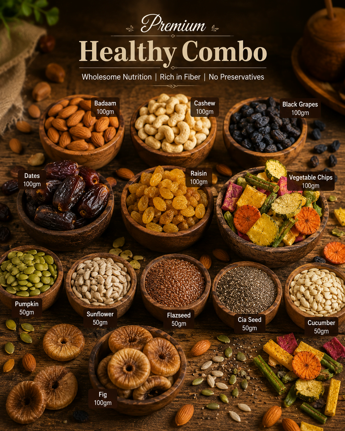 Healthy Nuts & Seeds Combo(12 Items)