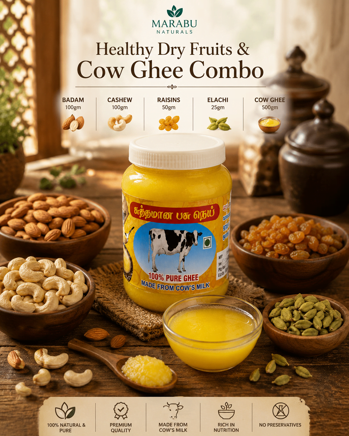 Cow Ghee and Nuts Combo