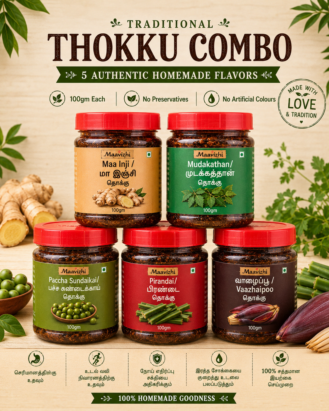 Amma Veetu Thokku Combo| 5 Thokku