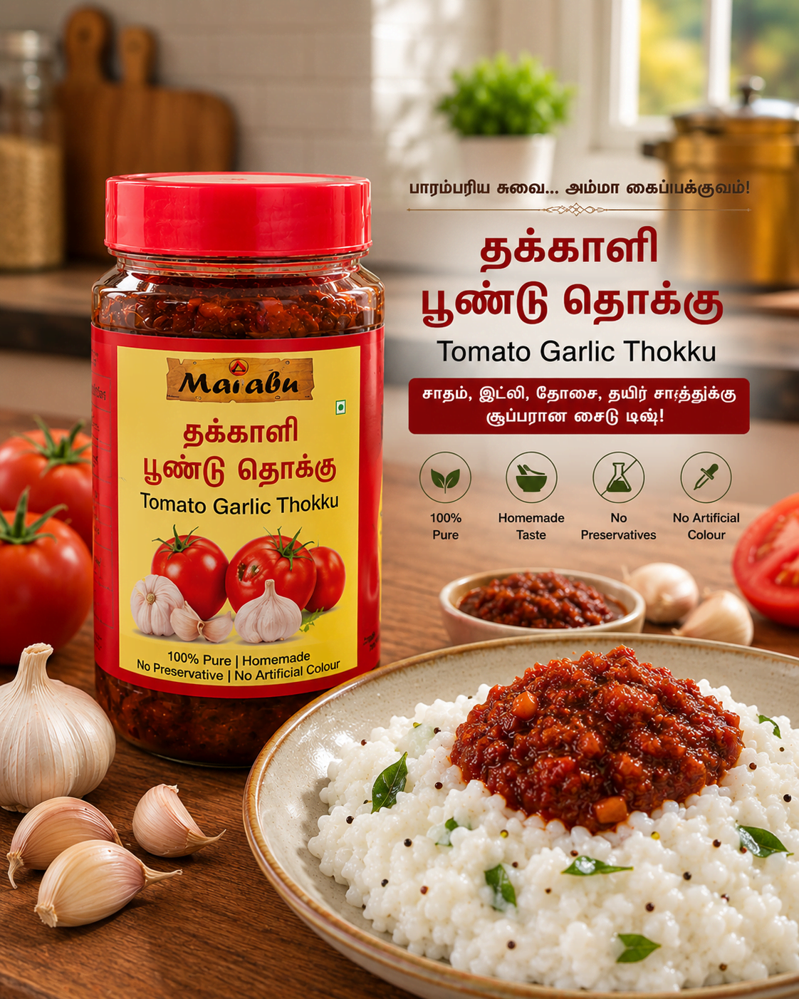 Tomato Garlic | தக்காளி பூண்டு தொக்கு 250gm
